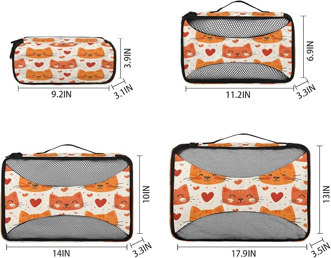 Packing Cubes for Travel, Animals Cats Travel Luggage Packing Organizers for Women Men, Large Custom Toiletries Bag for Cosmetics Toiletries, Valentine's Day