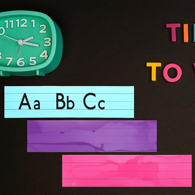 Homoyoyo 3pcs Magnetic Sentence Strips with Unique Lined Design and Magnetic Paste for Blackboards and Desks for Whiteboard and Fridge Organization