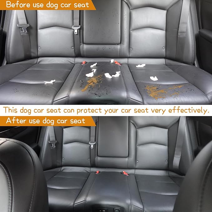 Large Dog Car Seat for SUV & Truck Dog Bed for Car Back Seat | High Back Booster Bench with Safety Tether & Storage Pocket Washable Thick Cushion Bed for Medium Large Dogs up to 100 lbs