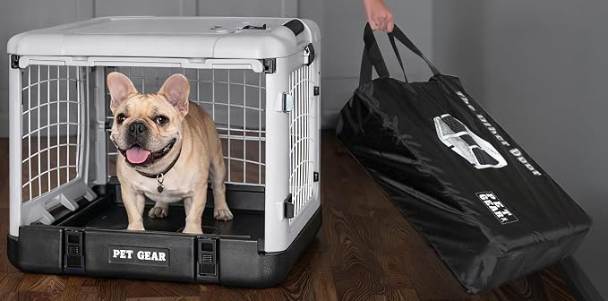 Pet Gear The Other Door 4 Door Steel Crate for Dogs/Cats, 27", Sea Salt | Garage-Style Door, Includes Removable Tray, No Tools Required