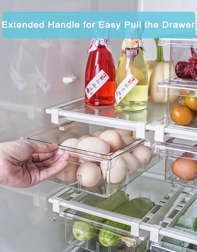 1Pack Refrigerator Organizer Bins Refrigerator Drawer Fridge Organizers | 1Pack Refrigerator Organizer Fridge Egg Drawer, Pull-out Fridge Storage Box Refrigerator Egg Drawer