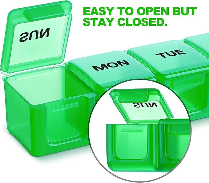 Pill Organizer Pink XL Extra Large Weekly ﻿ | Portable Medicine, Daily Pill Cases for Pills/Vitamin/Fish Oil/Supplements