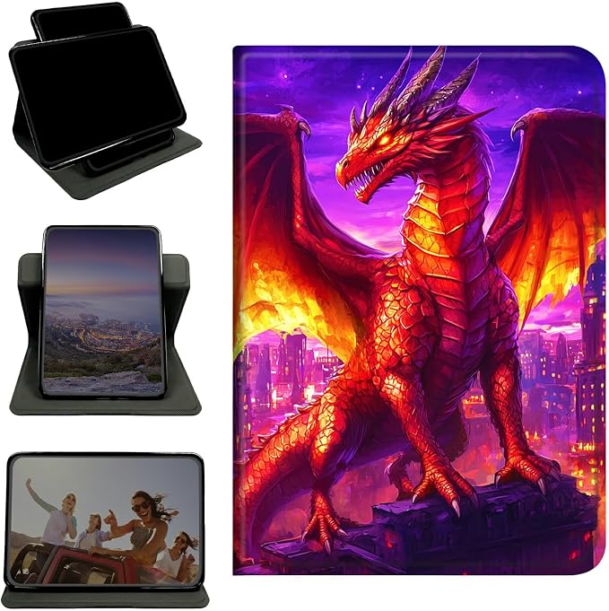 Case for Samsung Galaxy Tab S5e 10.5" 2019 SM-T720/725, 360 Degree Rotating Stand with Multi-Angle Vertical & Horizontal Viewing Shockproof Protective Shell for Women Men, Purple Red Dragon