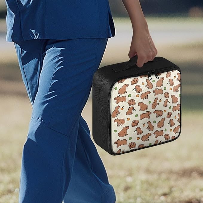 Empty First Aid Kit Capybara Theme Large Capacity First Responder Bag for Family Camping Trips and Car Safety Storage Includes Water-Resistant Lining Soft Interior Washable Exterior