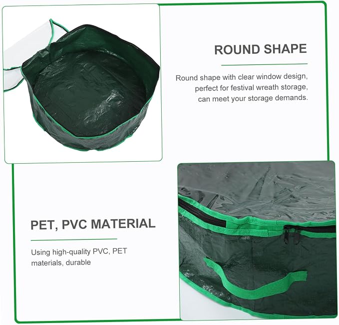 1pc Christmas Wreath Storage Bag Container with Transparent Window for Holiday Decoration and Ornament Organization