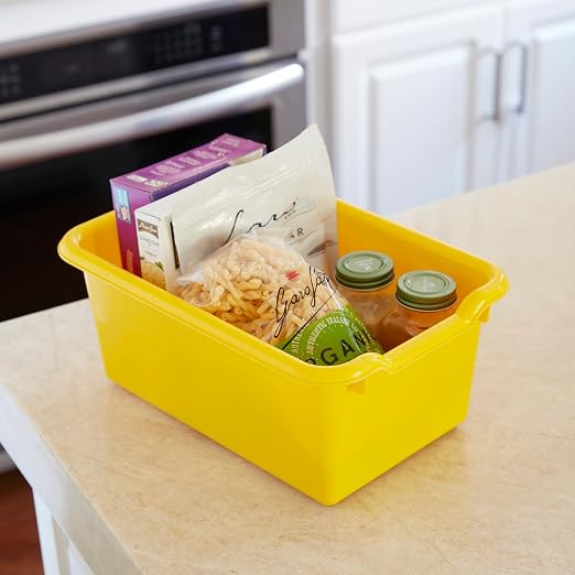 ECR4Kids Scoop Front Storage Bins, Multipurpose Organization, Yellow, 10-Piece | Durable plastic, GREENGUARD Gold Certified, 1.2 gallon capacity, lightweight & nestable, built-in handle, classroom/home use
