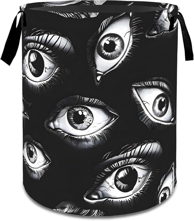 Mystical Eye Laundry Basket,Gothic Dirty Clothes Hamper,Mysterious Artistic Flair Horror Storage Bin Gifts,Waterproof Oxford Cloth Baskets for Bathroom,Bedroom,Home Decoration(19.7" x 15.7")