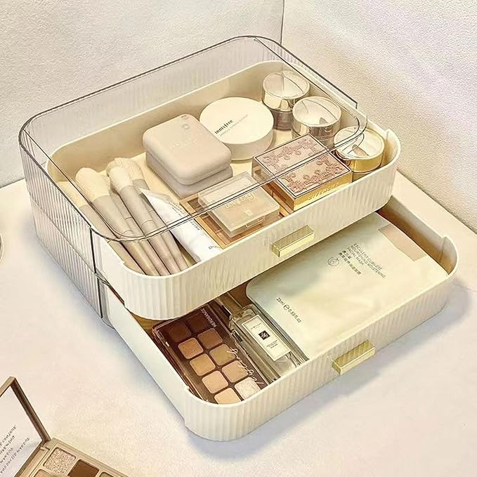 Stackable Makeup Storage Drawers, Bathroom Counter Organizer. | Drawers Can be Stacked, Cosmetic Display Case, Ideal for Make Up, Skincare, Perfume; Suitable for Dresser Top, Vanity