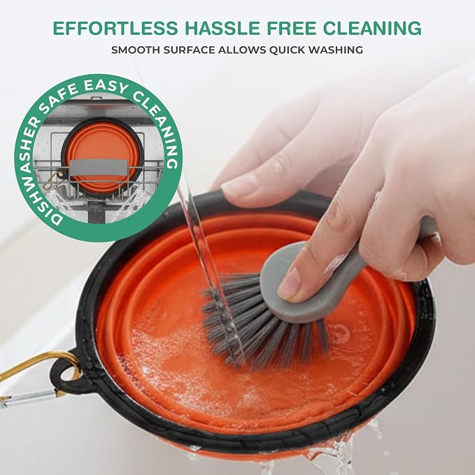 Collapsible Dog Bowls for Travel, BPA Free, Orange | Travel, Portable Water Bowl, Food, Foldable Pet Feeding Dish, Walking Hiking Camping with Carabiner, Dogs and Cats