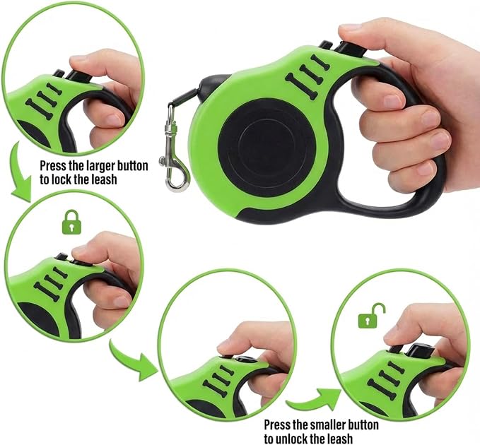 PETIMP Retractable Dog Leash Lightweight 16FT Leash Set | with Folding Bowl,Dispenser,waste Bags, for Small Medium Dogs(Green)