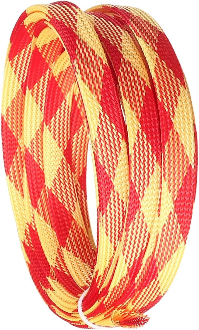Jutagoss PET Expandable Braided Cable Sleeve, 16.4ft - 1/2 inch Red Yellow Cable Management Sleeve, Wire Loom Tube Cord Protector for USB Cable, Power Cord, Audio Video and More, 1Pc