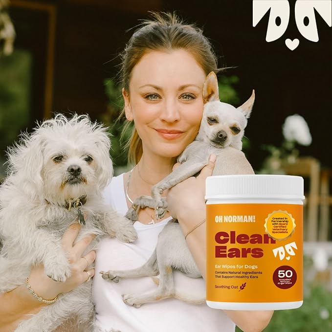 OH Norman! Ear Cleaner Finger Wipes for Dogs - Removes Wax, Dirt & Cleans Ears - Cleaning Wipes with Aloe Vera & Chamomile (Pack of 50)
