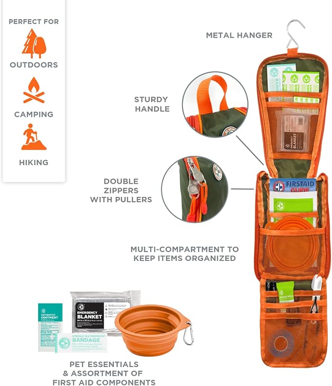 Be Smart Get Prepared Trails N' Tails First Aid for You & Your Pet | 72 Pieces - Pet Care & Emergency Essentials - Designed for Pets, Outdoor, Auto & Home - Compact & Portable