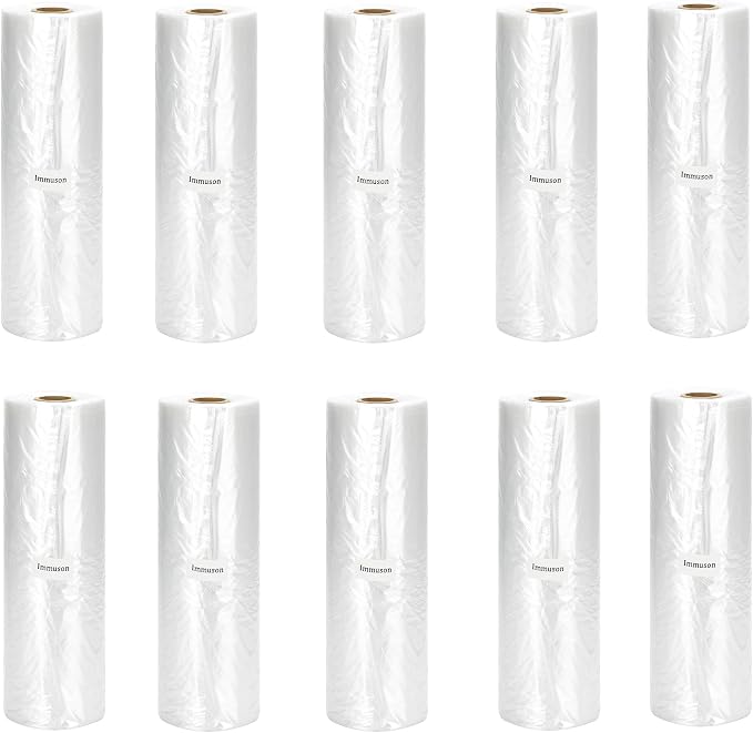 Immuson Food Storage Bags, 12 x 20 Plastic Produce Bag on a Roll Fruits, Vegetable, Bread, Food Storage Clear Bags (10 Rolls-3500 Bags)