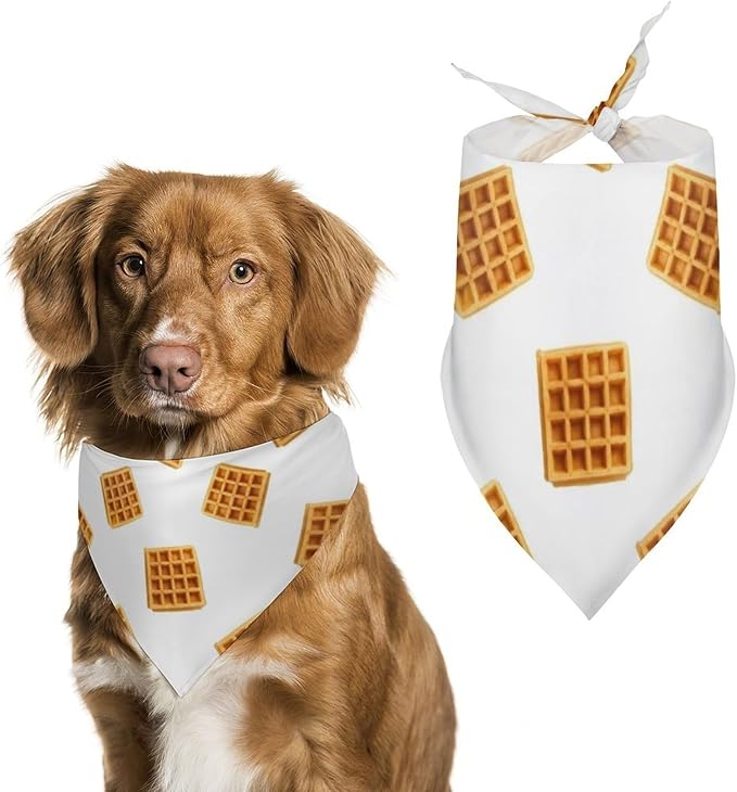 Lightweight Washable Pets Casual Fashion Scarf, Adjustable Comfy Brown and Yellow Waffles Handkerchief for Wedding, Party, Daily Use
