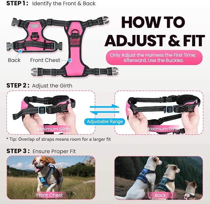 VIVAGLORY No Pull Dog Harness Vest Harness, S, Orange - Plain | with Handle Front and Back Clip for Training & Pulling, No Pull & Escape Proof Padded Adjustable for Pet Puppy