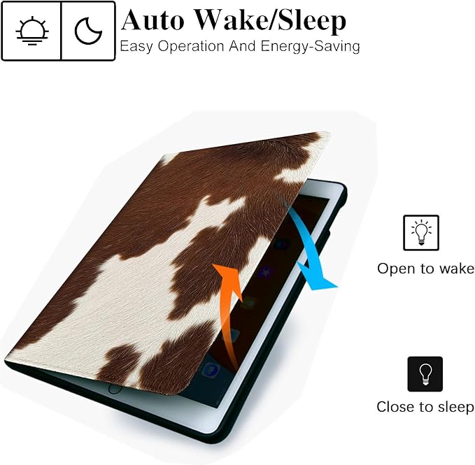 for Microsoft Surface Pro 7 Plus,Surface Pro 7/6/5/4 12.3" Tablet Case,Auto Wake/Sleep,Adjustable Stand Protective Cover - Cow Print