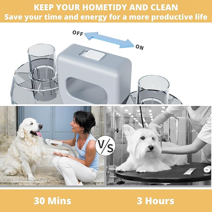 FOTING Dog Grooming Vacuum & Dryer Kit, 2.1L Double Dust Cup 10000pa Dogs Vacuums for Shedding Grooming, 6 in 1 Grooming Tools Cleaning, Low Noise Pet Grooming Vacuum for Dogs, Black