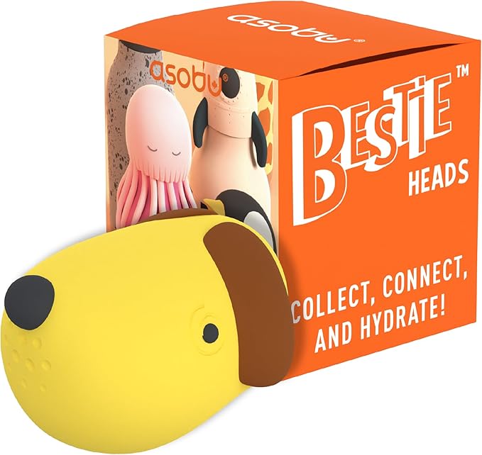 asobu Bestie Bottle Replacement Head For Insulated Stainless Steel Water Bottle, Detachable Soft Animal Head, Collectable Bottle Head for Fun Drinking For Kids, Dog