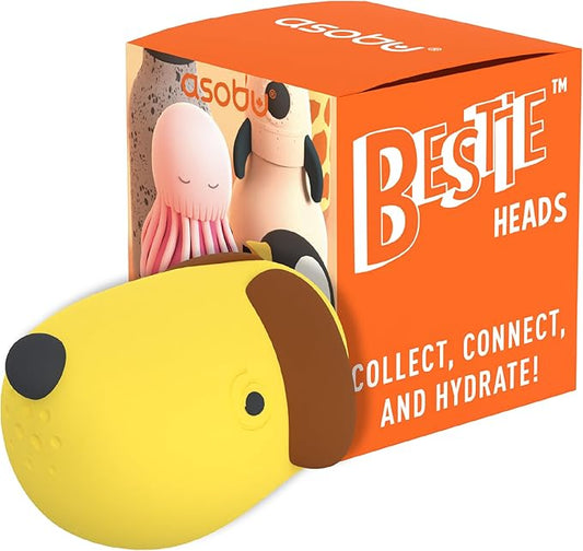 asobu Bestie Bottle Replacement Head For Insulated Stainless Steel Water Bottle, Detachable Soft Animal Head, Collectable Bottle Head for Fun Drinking For Kids, Dog