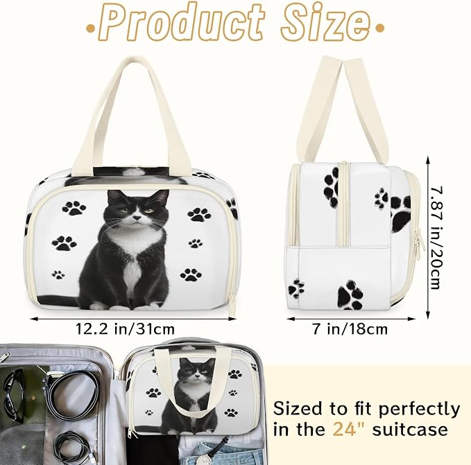 Funny Cat Travel Toiletry Bag for Women | Animal Paw Lightweight Waterproof Makeup Cosmetic Bag Large Tote Organizer for Traveling, Toiletries, Accessories