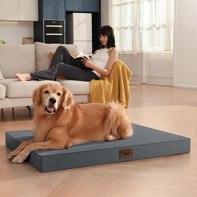 Jumbo Waterproof Orthopedic Dog Bed for Extra Large Dogs | Egg Crate Foam, Pressure Relief, Fits 54x37 Crates, Machine Washable 1680D Oxford Cover, Indoor & Outdoor Use, Up to 150 lbs