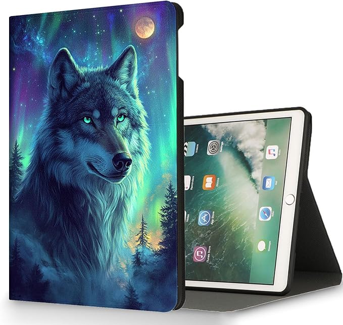 for Microsoft Surface Go 4/3/2/1-10.5" 2021 Tablet Case,Auto Wake/Sleep,Adjustable Stand Protective Cover - Wolf Aurora