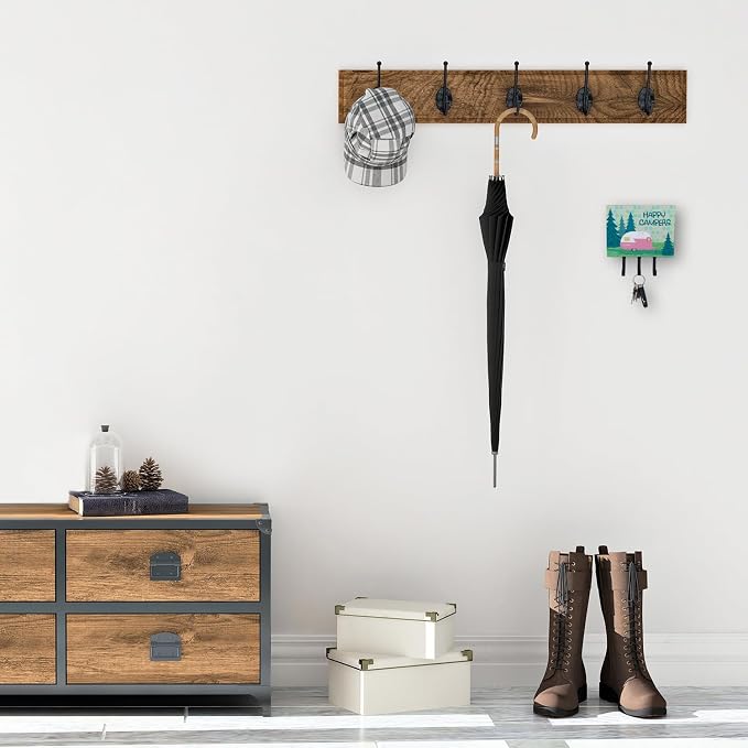 Caroline's Treasures VHA3004TH68 Happy Campers Glamping Trailer Leash or Key Holder, Wall Hooks, Key Hooks Holder, Coat Rack Wall Mount, Coat Hooks, Hooks for Hanging Keys, Towels, Aprons, Leashes,