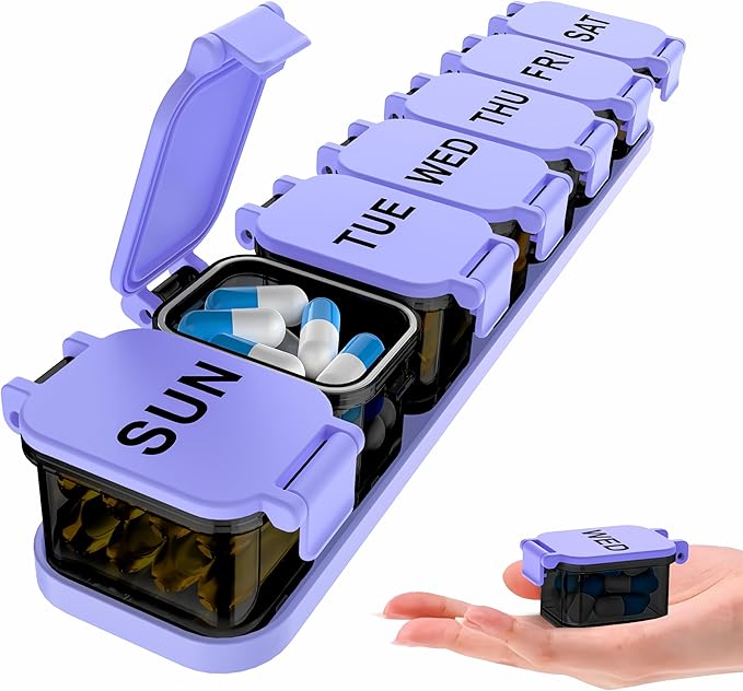 Extra Large Weekly Pill Organizer with 7 Detachable Compartments | XL Pill Organizer, Portable Medicine Pill Organizer for Supplements, Daily Pill Case for Home and Travel