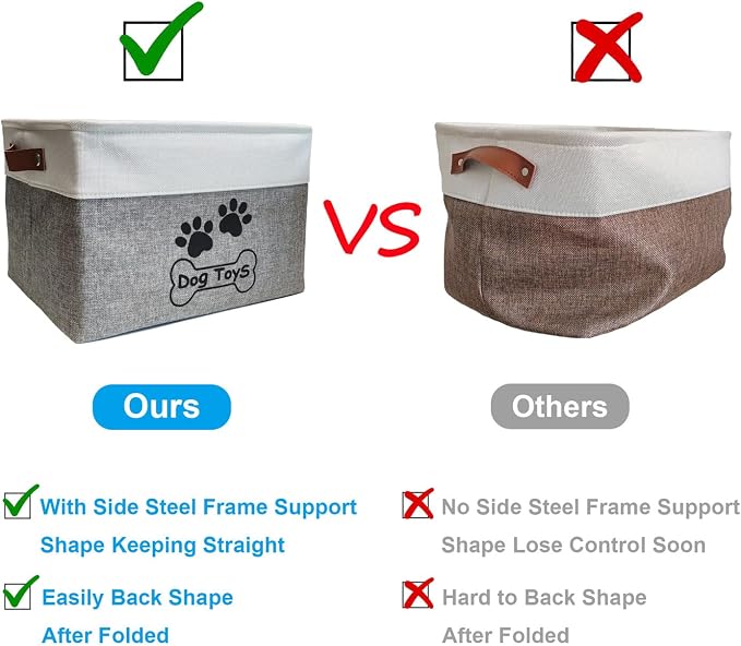 Collapsible Dog Toy Basket Foldable Dog Toy Box Bin for Pet Chew Toys Accessory
