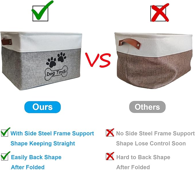Large Dog Toy Basket Foldable Dog Toy Box Dog Toy Bin for Dog Chew Toys Accessories