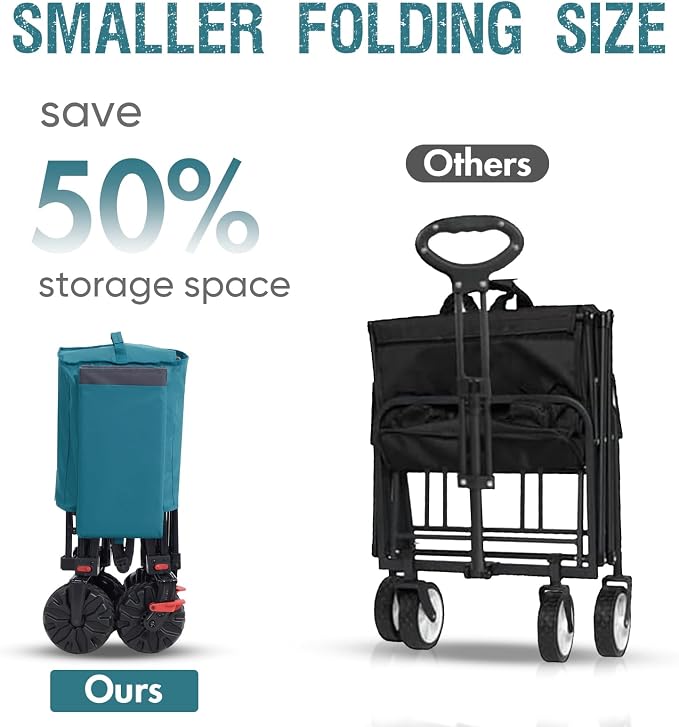 Portal 300L Large Wagons Carts Foldable with Tailgate, 550LB Heavy-Duty Collapsible Beach Wagon with All-Terrain Wheels, Oversized Folding Wagon for Camping, Sports, and Pets | Large Heavy-Duty Collapsible Beach Wagon with All-Terrain Wheels, Oversized...