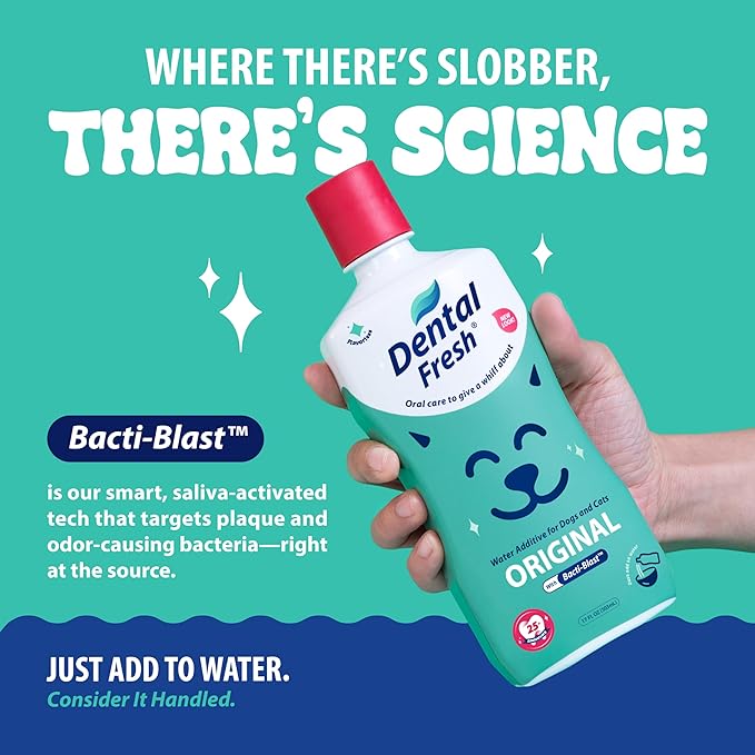 Dental Fresh Water Additive for Dogs and Cats, Clean Teeth and Fresh Breath, Daily Pet Oral Care Just Add to Water, Flavorless, 8 fl oz