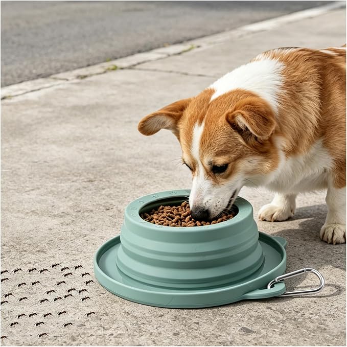 Spill Proof Dog Water Bowl for Car Road Trip, Collapsible Pet Travel Bowl | Collapsible Dog Bowl, No Splash Water Dish, Ant Away Pet Food Feeder, Silicone Travel Bowl for Pets Camping Hiking Car Trips