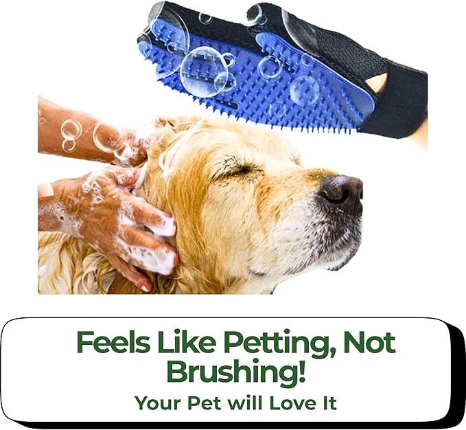 ElitePaws Pet Grooming Gloves for Dogs Cats — Deshedding Brush Glove, Left & Right Hand Pair, Soft Silicone Hair Remover Mitt for Short Long Fur, Gentle Massage, Bath & Dry Use, All Breeds