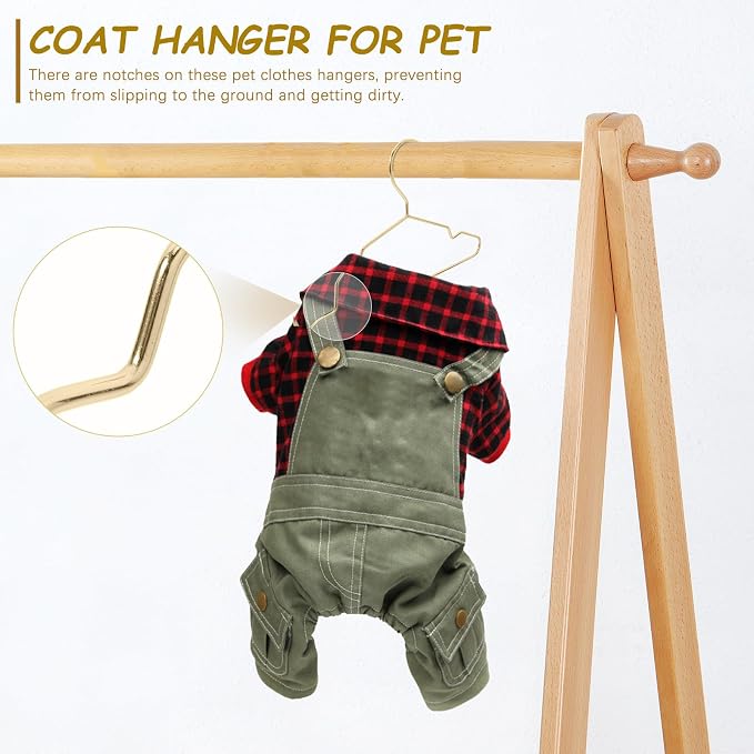 GALPADA Pet Clothes Hangers Closet Organizer 10pcs Golden Metal Anti-Slip and Easy to Carry Small Dog and Cat Hangers Gift for Friends with Pets