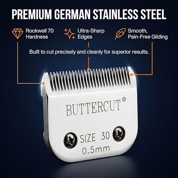 Geib Buttercut Detachable Replacement Dog Clipper Blade - Size-30, Stainless Steel Long-Lasting Sharp Edges, 1/50-Inch Length, Compatible with Andis A5, Oster A5, Wahl KM10, Size-30 Dog Grooming Blade