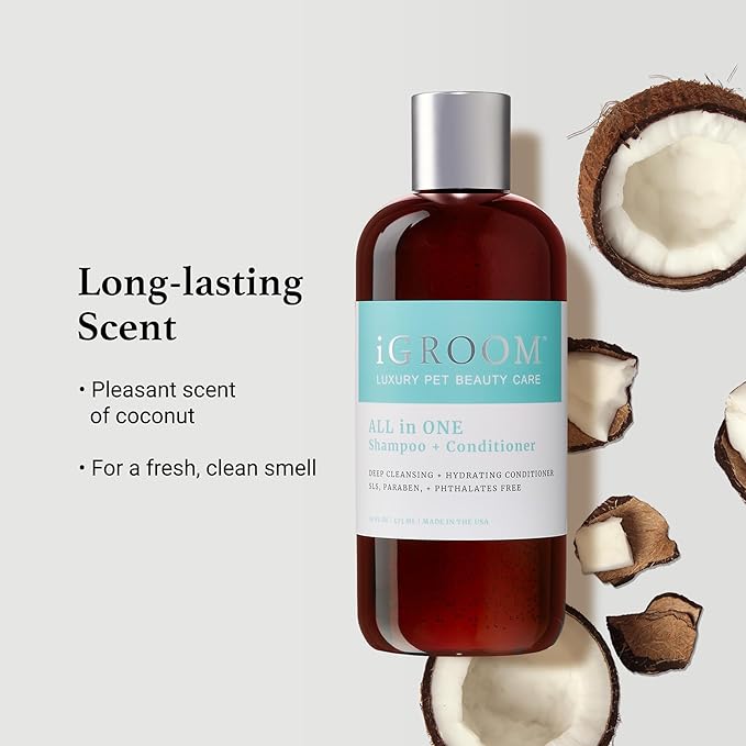 iGroom All-in-One Dog Shampoo + Conditioner, Luxury Pet Beauty Care, Deep Clean All Coat Types, Hydrate and Condition Coat, Made in the USA, Gallon