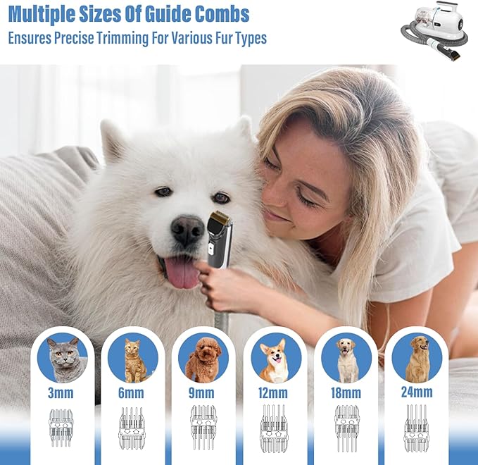 S7 High-Suction Dog Grooming Vacuum for Small & Medium Dogs, Compact Hair Collection System for Regular Trimming & Maintenance, Strong Suction, Low-Mess Indoor Grooming