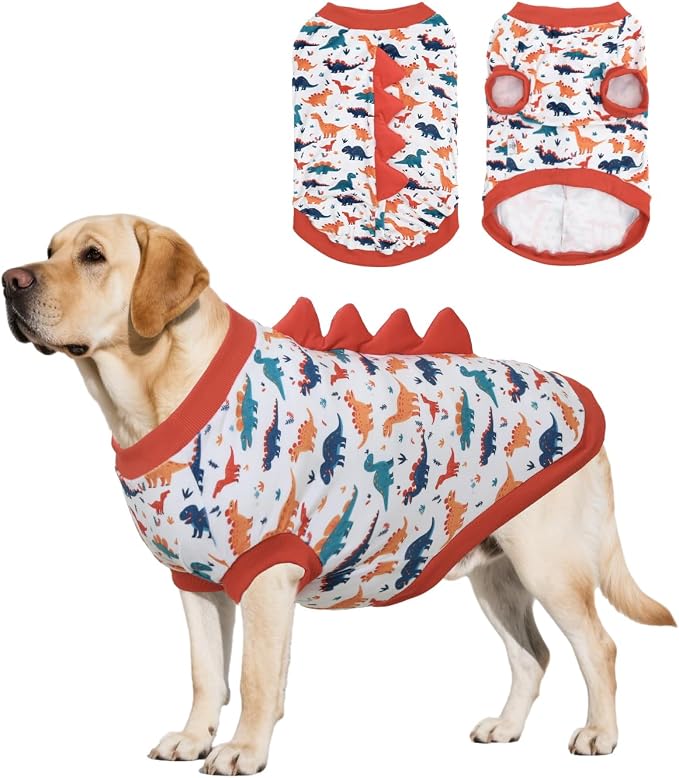 CuteBone Dinosaur Costume Dog Shirt, Stretchy Velvet T-Shirt Clothes for Medium Dogs, Soft & Breathable Pet Tee Outfit Frenchie Apparel for Daily Wear, Cozy Pullover Design Puppy Fashion COSBX02XXL