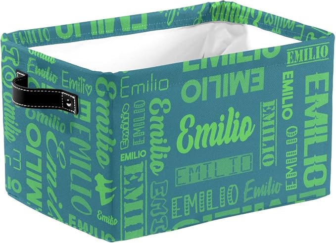 Personalized Toy Box Storage Bins for Boys Girls with Name, Kids Custom Storage Basket Cubes Organizer with Handles, Shelf Closet Storage Baskets Bin Customized Gift, 1 Pack