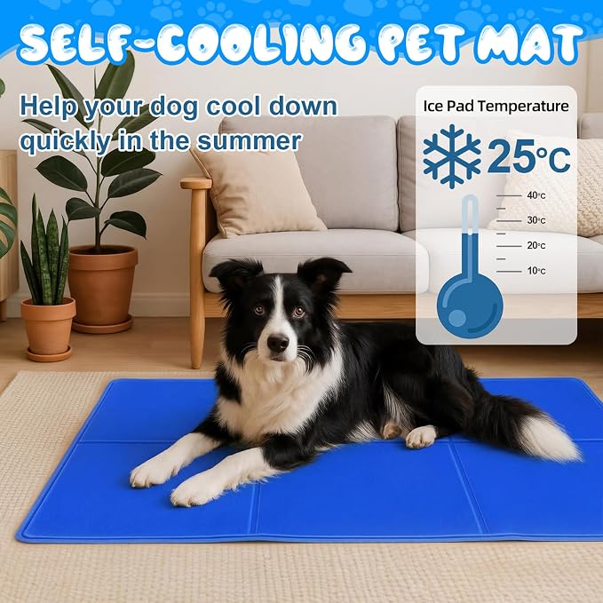 Drydiet 4 Pack Dog Cooling Mat - 23'' X 35'' Solid Gel Self Cooling Mat with Storage Bag Pressure Activated No Refrigeration or Electricity Needed Pet Pad for Dogs & Cats Kennels, Crates, Beds