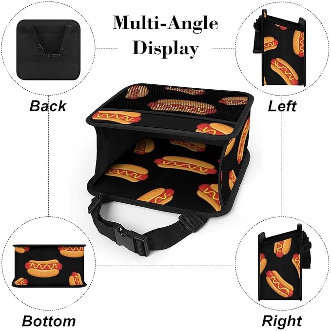 Car Backseat Organizer Hanging Seat Back Accessories with Pocket, Fun Food | Hotdog Hot Dogs, Auto Storage Organizer with Adjustable Buckle, Universal Fit Front Back Headrest