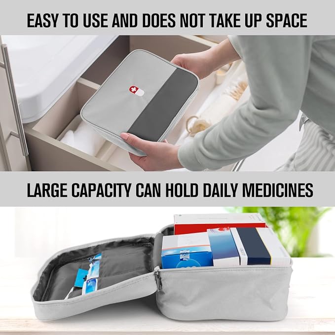 First Aid Bag, Empty Medical Supplies Organizer Bag Trauma Kit for Traveling Hiking Camping Backpacking Cycling, Gray