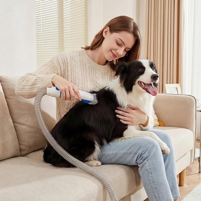 NEWBULIG 5-in-1 Pet Grooming Vacuum Kit, 2.5L Dust Cup, 3 Suction Modes and 5 Groomer Tools, Dog Clippers with Cordless Low Noise for Cats, Dogs Other Animals Hair Trimmer
