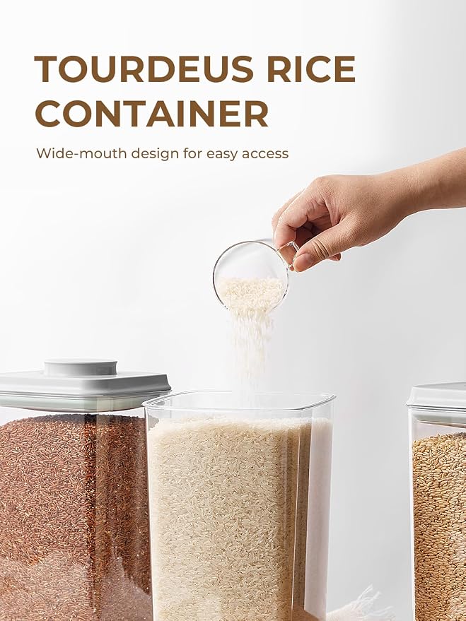 4.22Qt Airtight Food Storage Containers with Pop Lids, Set of 2 Pantry Jars | Large Clear Canisters for Flour, Sugar, Cereal, Oats, Rice and Bulk Dry Goods, Stackable for Cabinets and Baking Stations