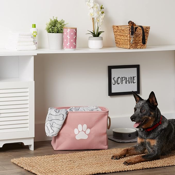 Bone Dry Pet Storage Collection Collapsible Bin, Rose, Medium Rectangle