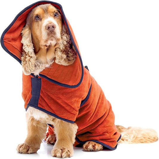 Lucky Pooch® Dog Robe - Luxurious Dog Bathrobe - Ultra Absorbent Dries Your Dogs in Minutes! Double-Layer, Super Soft Towel and Bath Robe All in One (XXS, Amber)