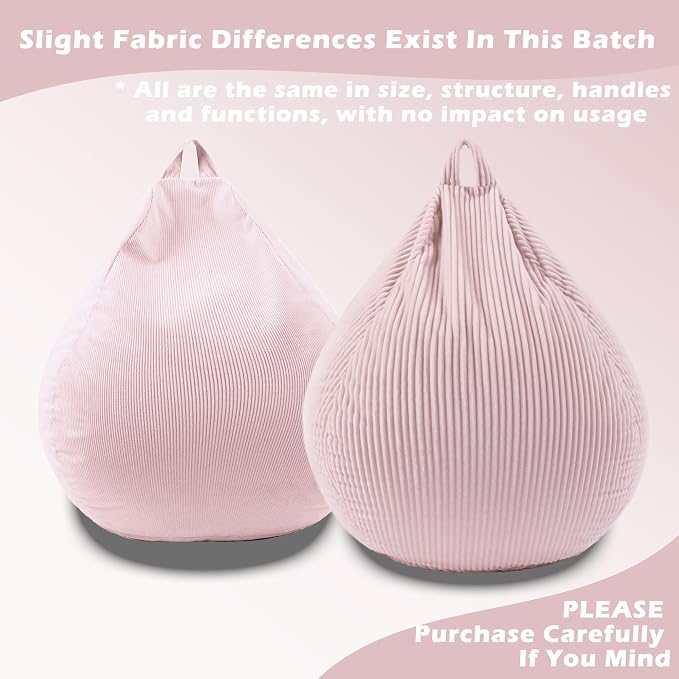 LPMOERA Stuffed Animal Storage Soft Bean Bag Chair Cover No Filler Pink | Skin-Friendly,Portable,Wide Easy-Load Opening,Hidden Zipper,Decorative Organizer