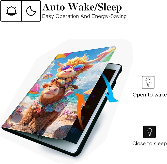 for Microsoft Surface Pro X/Pro X Plus-13 2019/2020/2021/2024 Tablet Case,Auto Wake/Sleep,Adjustable Stand Protective Cover - Cartoon Cow